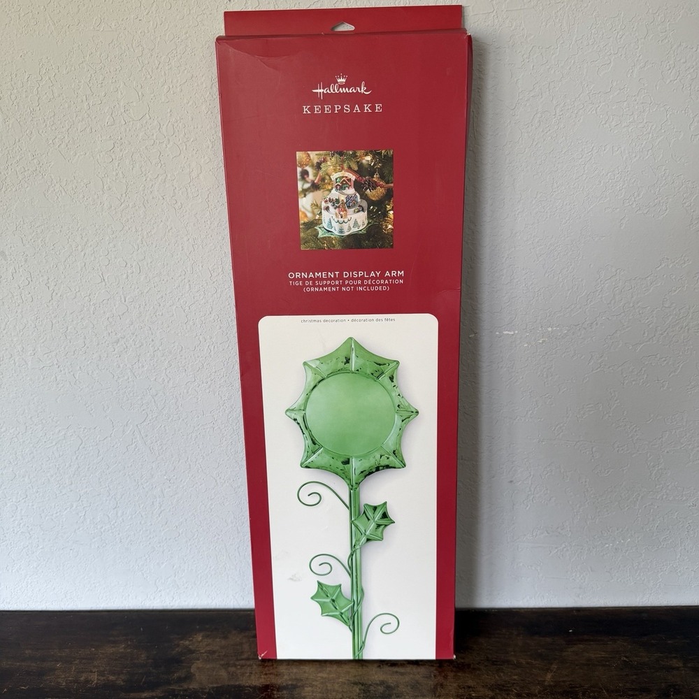 Hallmark Keepsake Ornament Display Arm Green Holly Leaf Adjustable Christmas